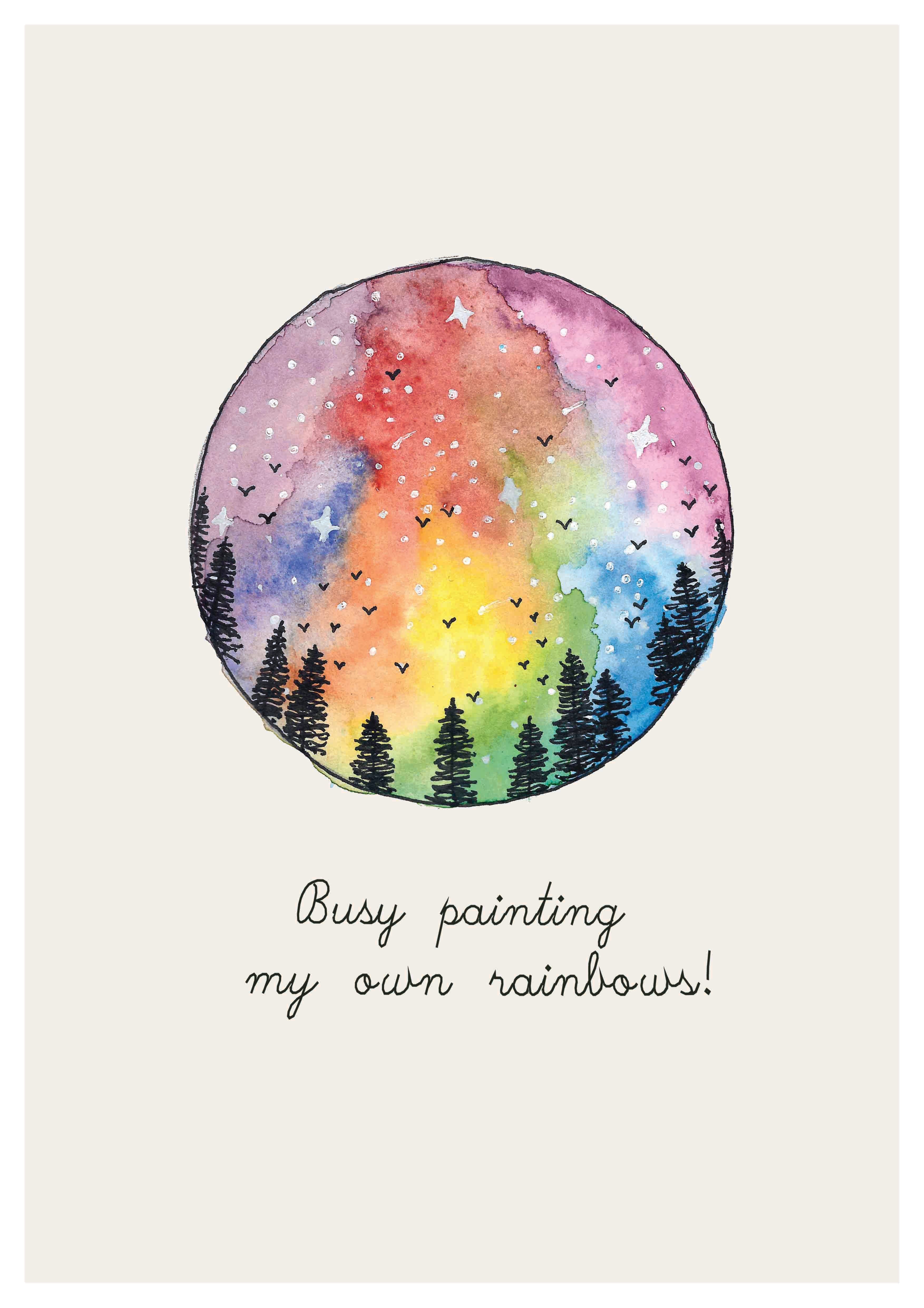 Busy Painting Rainbows | Art Print